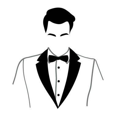 Drawn stylish gentleman on white background