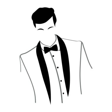 Drawn confident gentleman on white background
