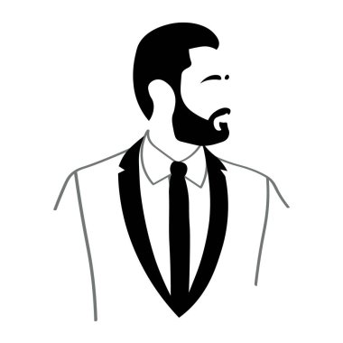 Drawn handsome gentleman on white background