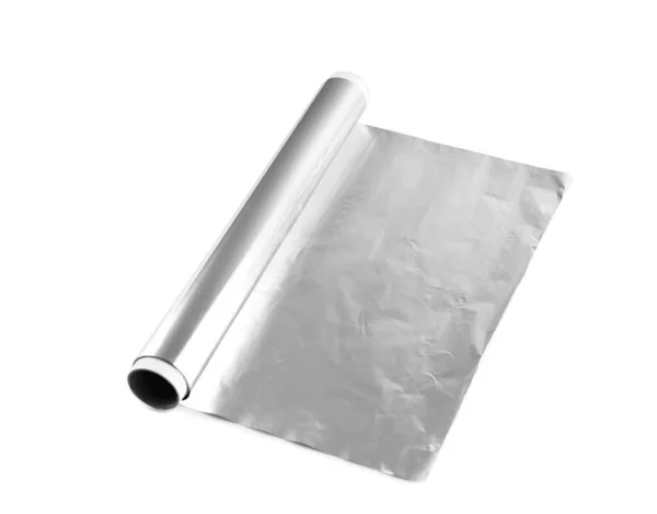 Roll Aluminium Foil White Background — Stock Photo, Image