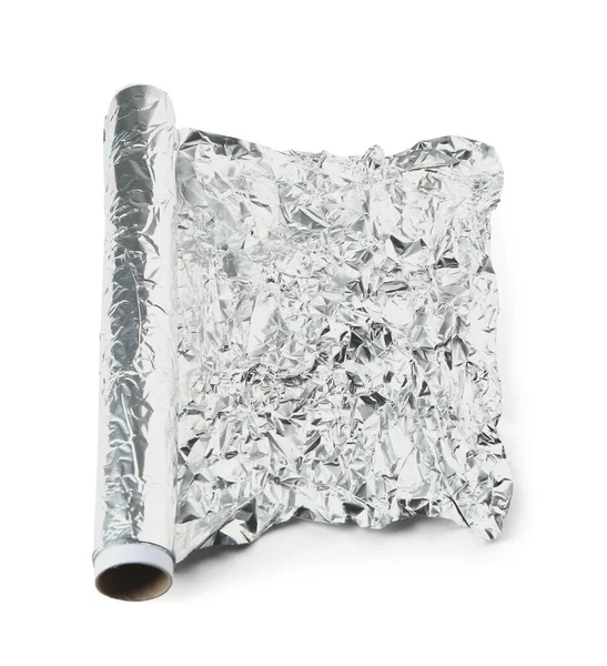 rulo izole beyaz zemin üzerine alüminyum folyo