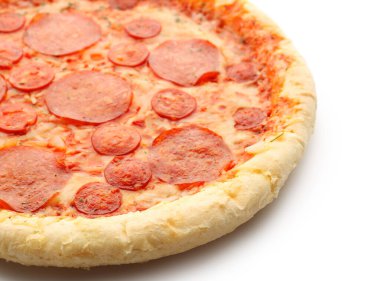 Delicious pepperoni pizza isolated on white background