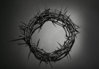 Crown of thorns on dark background, top view