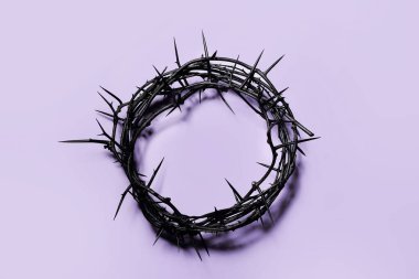 Crown of thorns on lilac background