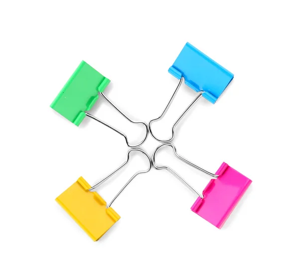 Colorful Binder Clips White Background — Stock Photo, Image