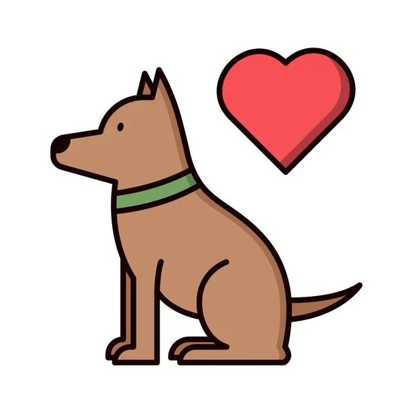 Netter Hund Mit Rotem Herz Auf Weißem Hintergrund — Stockvektor