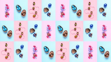 Renkli paskalya yumurtalı kolaj. Tasarım için desen