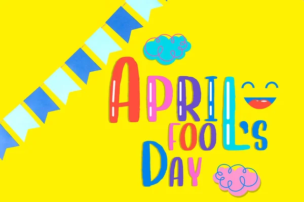 Banner Voor April Fool Day Gele Achtergrond — Stockfoto