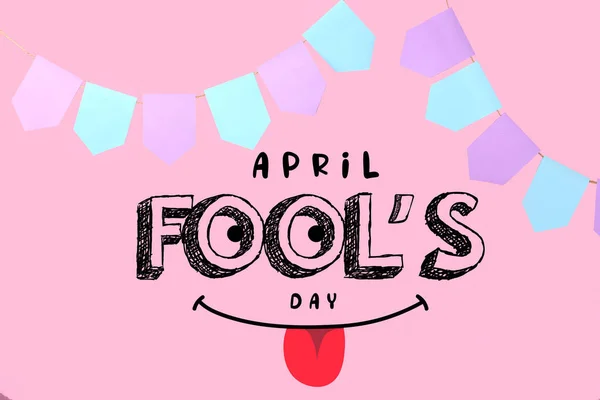 Banner Voor April Fool Day Roze Achtergrond — Stockfoto