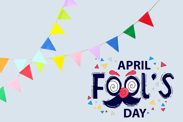 Baner April Fool Day Szarym Tle — Zdjęcie stockowe