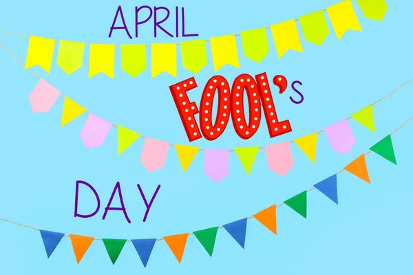 Banner Voor April Fool Day Lichtblauwe Achtergrond — Stockfoto