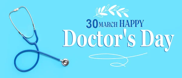 Karta Okolicznościowa Narodowy Dzień Lekarza Stetoskopem — Zdjęcie stockowe