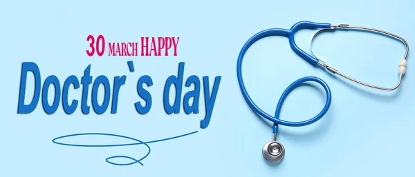 Greeting card for National Doctors Day with stethoscope