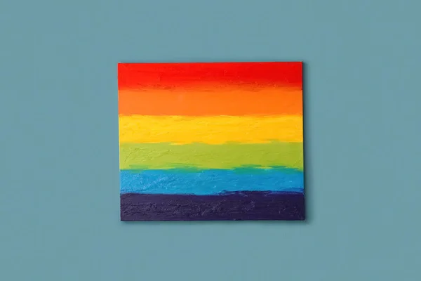 Painting Lgbt Flag Blue Wall — Stock Photo, Image