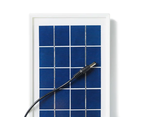 stock image Portable solar panel with cable on white background