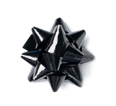 Bow made of black ribbon on white background