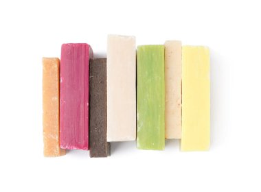 Set of natural soap bars isolated on white background