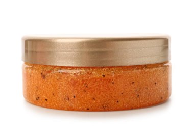 Kavanoz beyaz arka planda doğal vücut fırçası