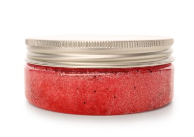 Kavanoz beyaz arka planda doğal vücut fırçası