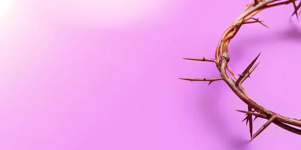 Crown Thorns Lilac Background Space Text Closeup Good Friday Concept — Φωτογραφία Αρχείου
