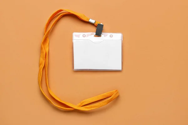 Tomma Bricka Med Orange Snodd Färg Bakgrund — Stockfoto
