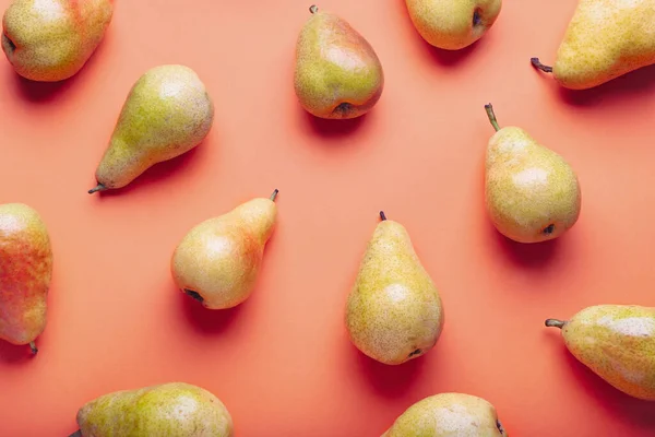 stock image Sweet pears on color background