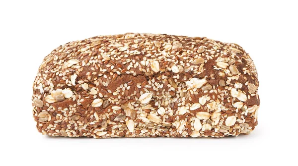 Beyaz Arka Planda Çeşitli Tohumlarla Taze Çavdar Ekmeği — Stok fotoğraf