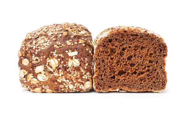 Fresh Loaves Rye Bread Various Seeds Isolated White Background — Stock Photo, Image