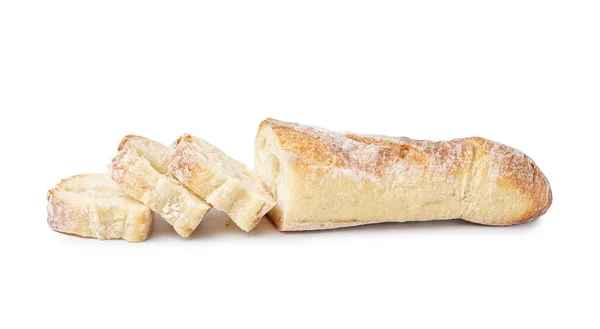 Fresh Sliced Baguette Isolated White Background — Stock Photo, Image