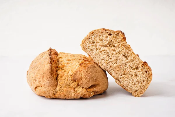 Sliced Loaf Fresh Bread White Table — Foto de Stock