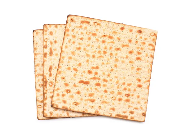 Jewish Flatbread Matza Passover Isolated White Background — Zdjęcie stockowe