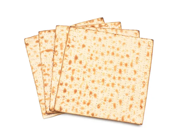 Jewish Flatbread Matza Passover Isolated White Background — 图库照片