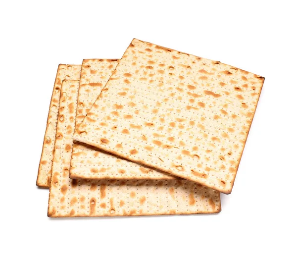 Jewish Flatbread Matza Passover Isolated White Background — Stok fotoğraf