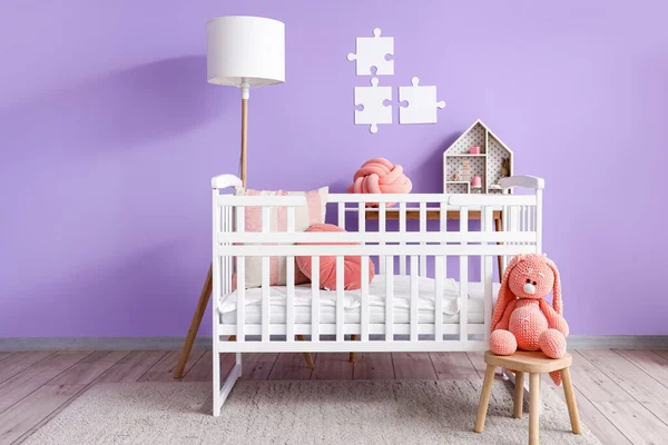 Interior Children Bedroom Crib Toys Lamp — Stok fotoğraf