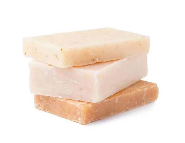 Stack Natural Soap Bars White Background — Stock Photo, Image