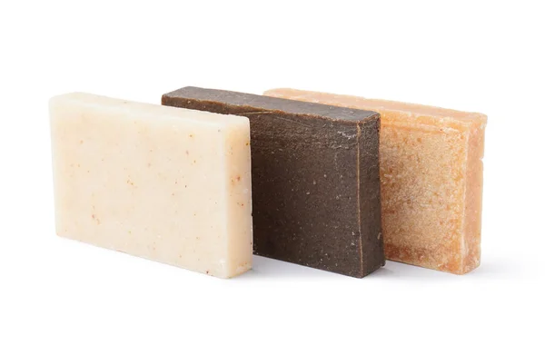 Set Natural Soap Bars White Background — Stock Photo, Image