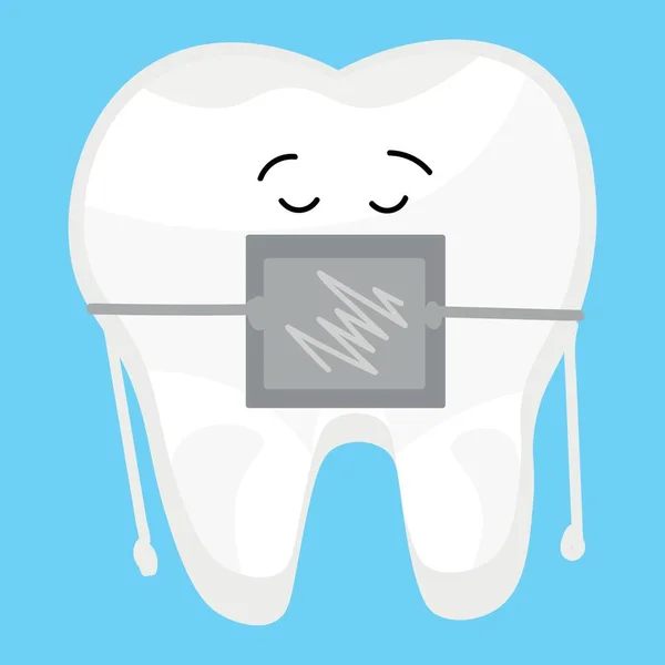 Tooth Dental Brace Light Blue Background — Stok Vektör