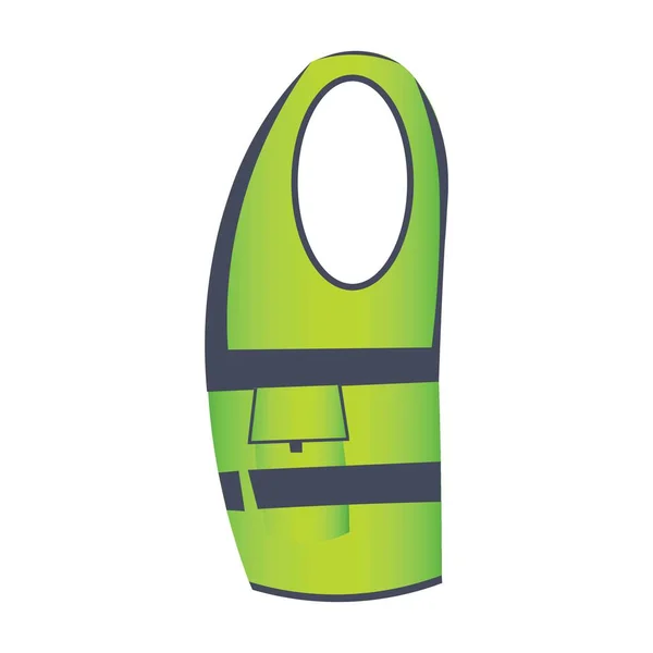 Green Yellow Saving Vest White Background Side View — Archivo Imágenes Vectoriales