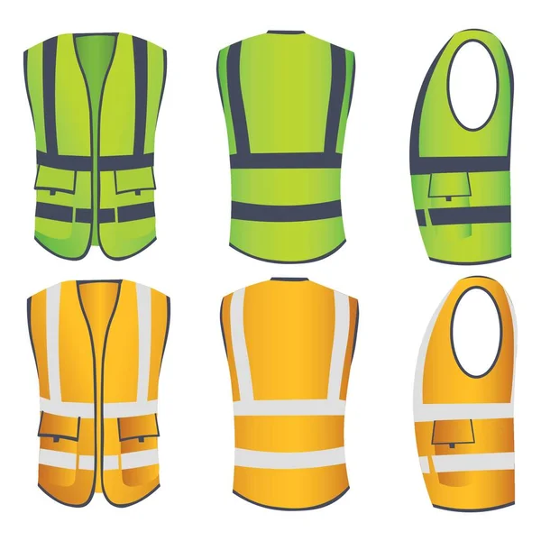 Different Views Saving Vests White Background — Stock Vector