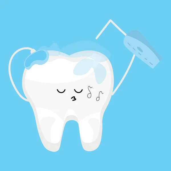 Tooth Cleaning Itself Light Blue Background — Stok Vektör