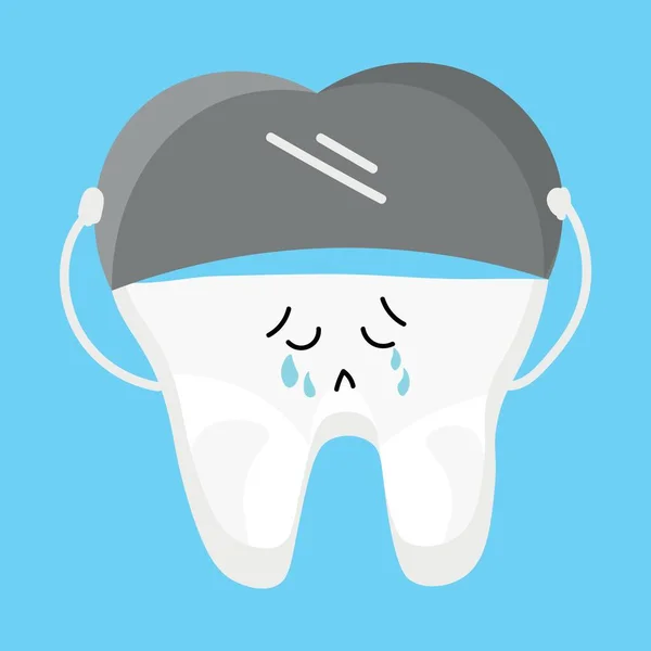 Crying Tooth Decay Light Blue Background — Stok Vektör
