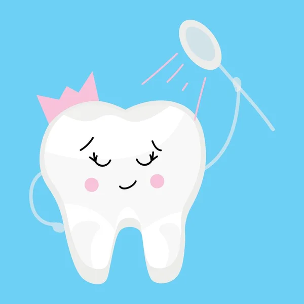 Mutlu Diş Açık Mavi Arka Planda Duş Alıyor — Stok Vektör