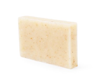 Natural soap bar on white background