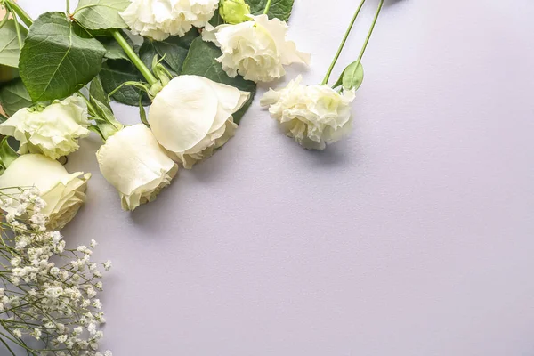 Beautiful Rose Flowers Lilac Background — Stock Photo, Image