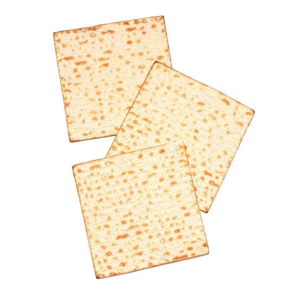 Jewish Flatbread Matza Passover Isolated White Background — Stock fotografie