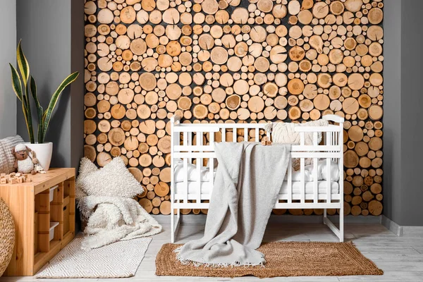 Interior Children Bedroom Baby Crib Shelving Unit — Stockfoto