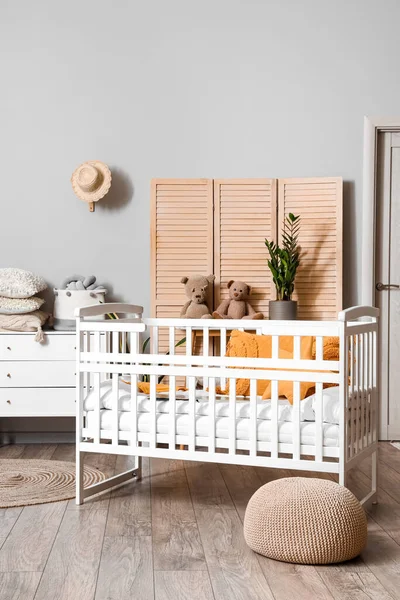 Interior Children Bedroom Baby Crib Commode — Stock Photo, Image