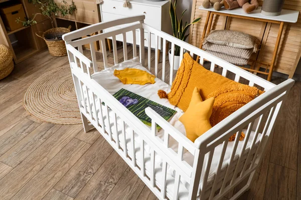 Baby Crib Pillows Book Bodysuit Bedroom —  Fotos de Stock