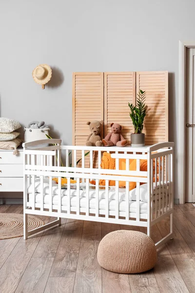 Interior Children Bedroom Baby Crib Commode — Stock Photo, Image