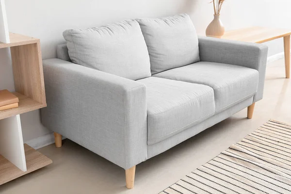 Stylish Grey Sofa Interior Living Room — Φωτογραφία Αρχείου